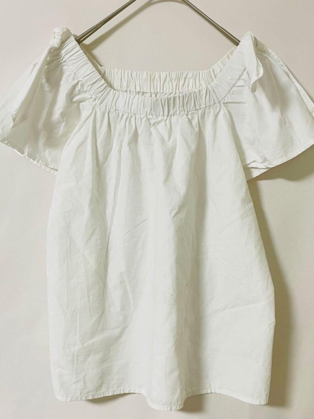 Shitax Off-Shoulder Blouse Short Sleeve White